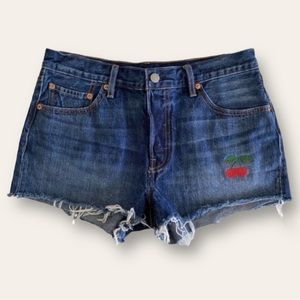 LEVI’S 501 Cutoff Jean Shorts - High Rise Button Fly Cherry